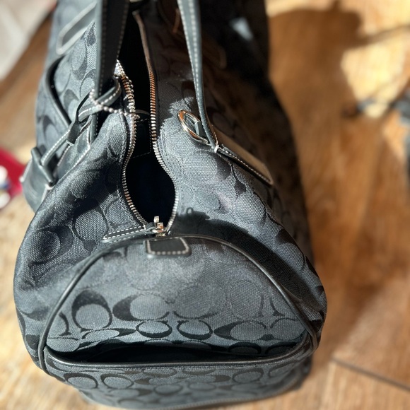 Black Coach Signature 2-way Boston Travel Duffel Bag - Picture 3 of 7